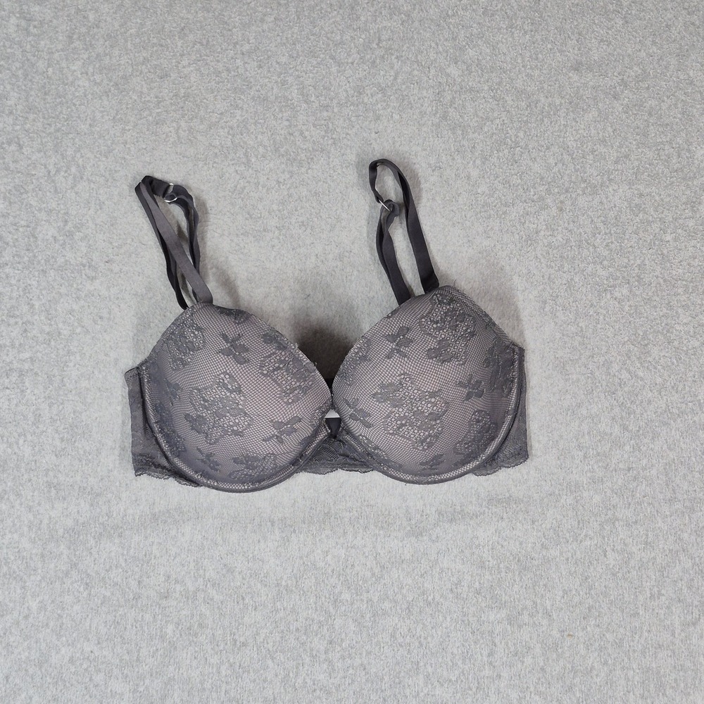 Victoria's Secret Women Bra 34DD Black Floral Full Coverage Unlined Lace READ